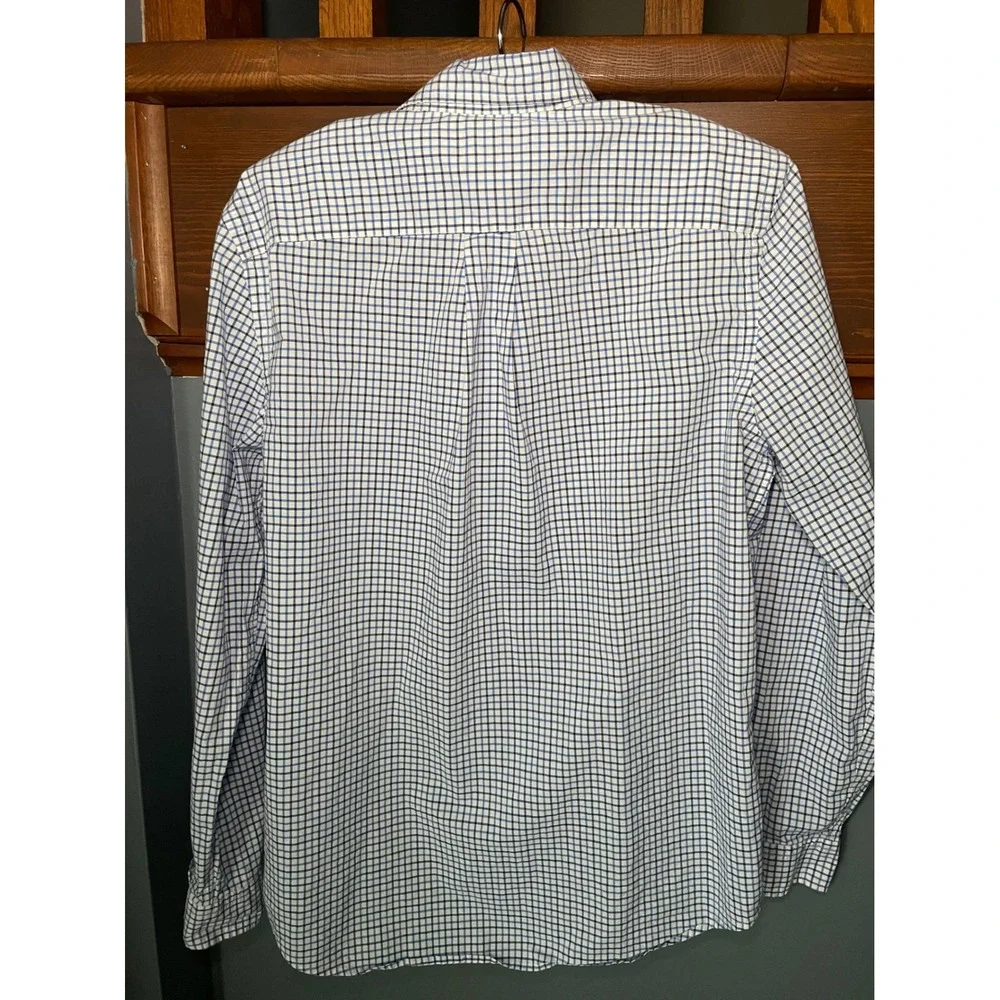 Ralph Lauren Boys XL 18-20 Blue White Check Natural Stretch Button Down Shirt
